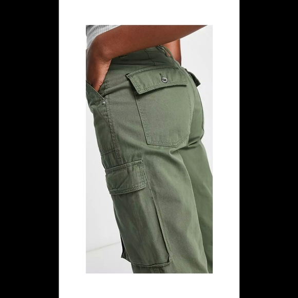 NWOT Asos High Waisted Twill Cargo Pants - Picture 3 of 4